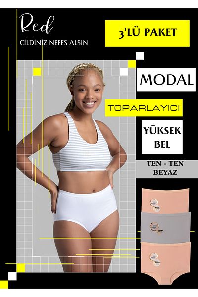 red iç giyim Ψηλόμεσο Belly Support Special Mold 3 Pack Modal εσώρουχα