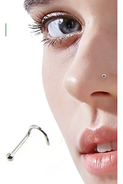 BY DİLEK ÇETİN ACCESSORY Cerrahi Çelik gümüş renk taşsız model burun piercingi