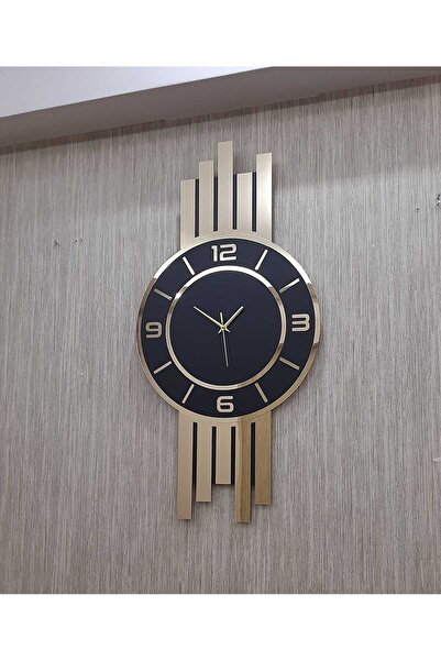 TUĞBArt Gold Lambiri Detay Duvar Saati Türk Rakam Aynalı Pleksi
