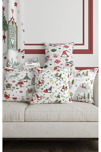 ALAMODECOR SET DE 4 HUSE DE PERNE DECORATIVE ETNIC NATURAL IMPRIMATE DIGITAL