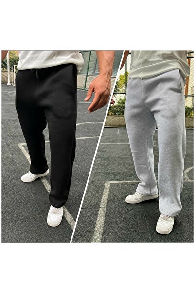 FİTGO Pantaloni de trening pentru bărbați, gri, mărimi mari, pachet de 2