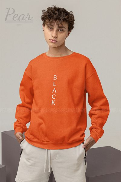 Pear Wear ΜΑΥΡΟ εμπριμέ ανδρικό φούτερ oversize