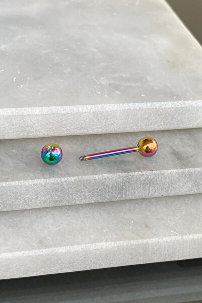 Jaida Moda Unisex Cerrahi Çelik Hologram Dil Piercing