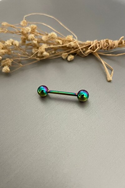 Jaida Moda Unisex Cerrahi Çelik Hologram Dil Piercing