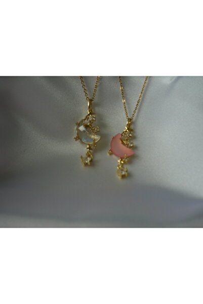 Beyaz Dükkan BEYAZDÜKKAN قلادة من الفولاذ الشفاف على شكل قمر