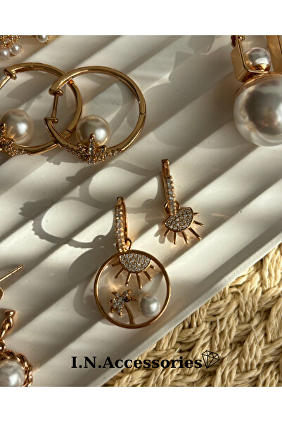 IN Accessories XUPING أقراط غير مشوهة بتفاصيل من اللؤلؤ ونمط النخيل الشمسي
