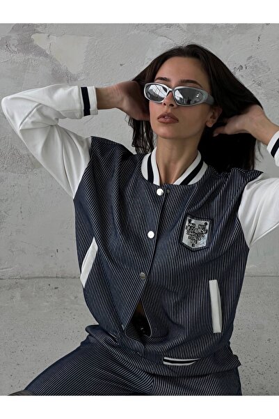 Calisa Women's Striped College Jacket Trousers Tracksuit Top and Bottom Clothing