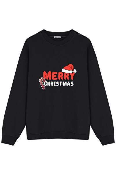 GreenMint سويت شيرت كبير الحجم للجنسين لعيد الميلاد المجيد سانتا هات كاندي كاني