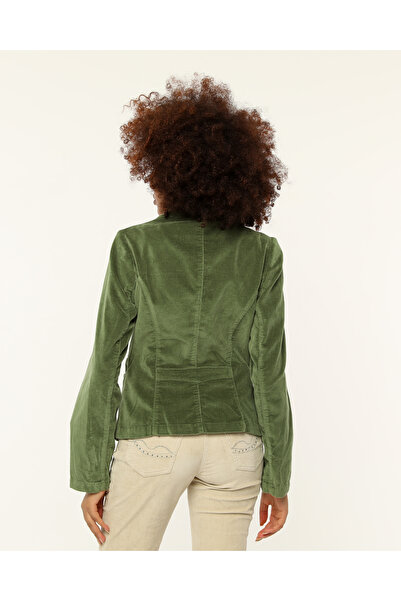 Barkaist Kadın Yeşil Fitilsiz Kadife Blazer Ceket