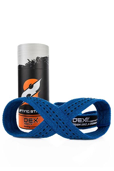 Dex Supports Lasting Energy Weight Lifting Strap , Weight Belt Barbell Strap Fitness Crossfit 8 Loop Lifting Straps Blue