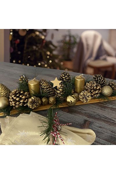 AFRALYAHOME Χριστουγεννιάτικο νέο Χριστουγεννιάτικο Διακοσμητικό Χριστουγεννιάτικο Τραπέζι Χριστουγεννιάτικο Λουλούδι με Κερί Κώνου
