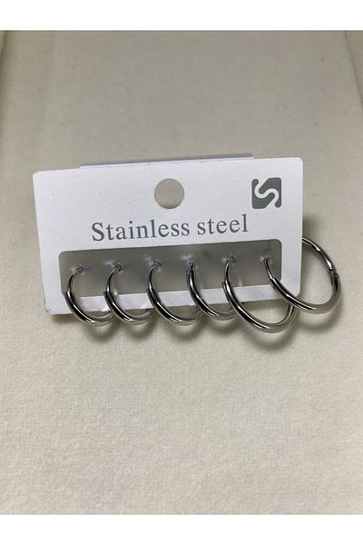 stainles steel 316l Steel 6-Piece 3 Size Small Hoop Earrings