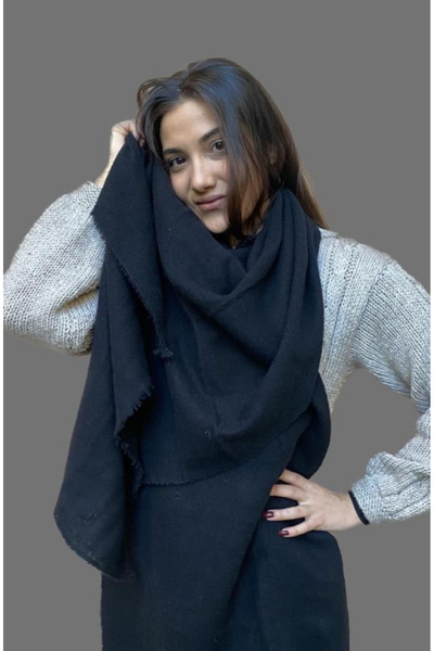 laviyonsa Πολυτελές μαύρο μεγάλο κασκόλ & σάλι