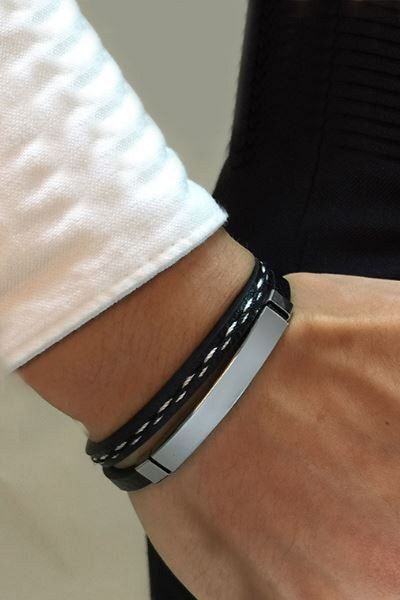 Chavin Ipc Plated Leather Steel Men's Bracelet Ed08