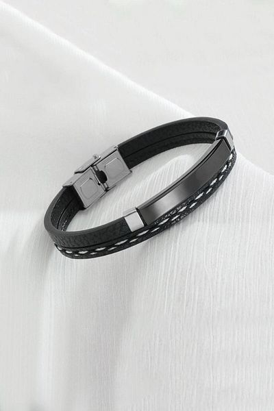 Chavin Ipc Plated Leather Steel Men's Bracelet Ed08
