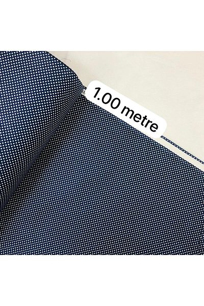 Tekin's Home 240 cm Dark Blue Polka Dot Poplin Fabric