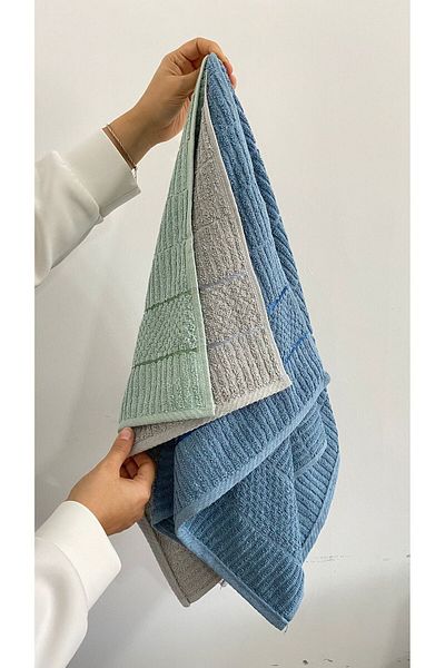 eco concept Jacquard, Border, 3-Piece Hand Face Towel Set, 100% Cotton, Soft, Daily Use, Colorful Towel