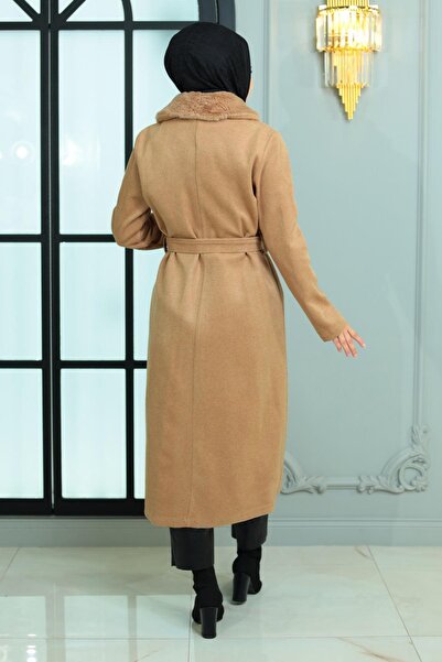 Modamihram Široký kožušinový golier Kešu kabát Mink 19174