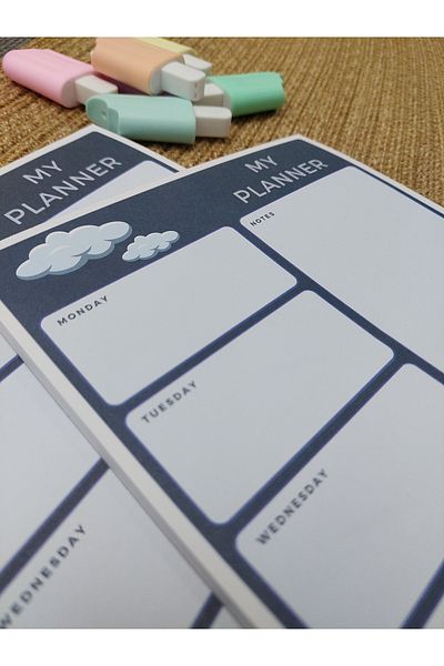 Milyoncu Sepeti Planner Cloud Blue Patterned Unlined Notebook-Notepad-Block Note A5