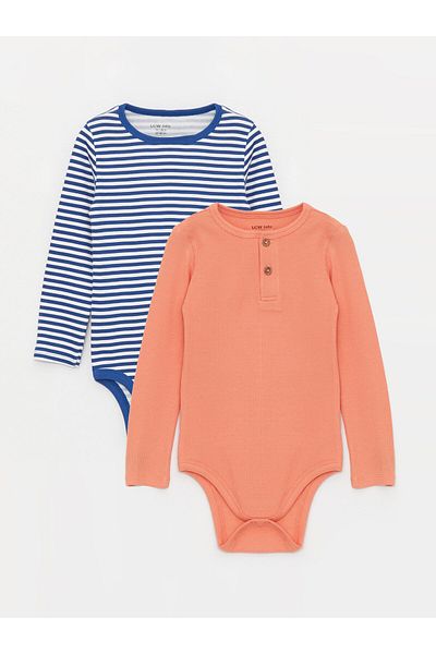 LC Waikiki Crew Neck Long Sleeve Baby Boy Snap Body 2 Pack