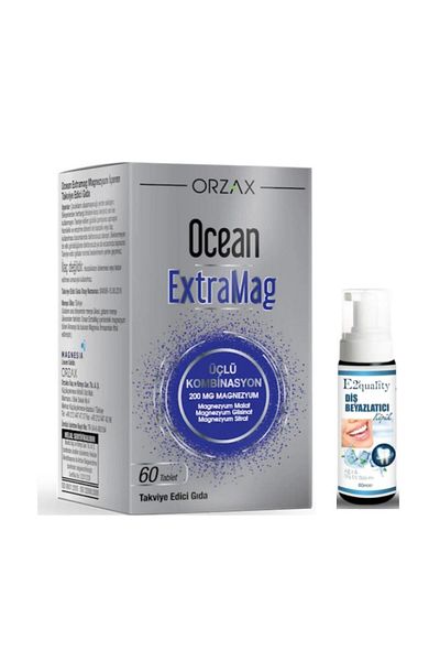 Ocean Orzax Ocean ExtraMag - 60 Tablets Triple Magnesium Combination: Teeth Whitening Foam Gift