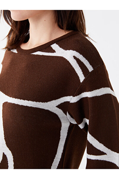 LC Waikiki Mintás, hosszú ujjú, nyakú női kötöttáru pulóver