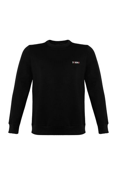 FORMO Pulover pentru bărbați, negru, cu gât roșu, brodat