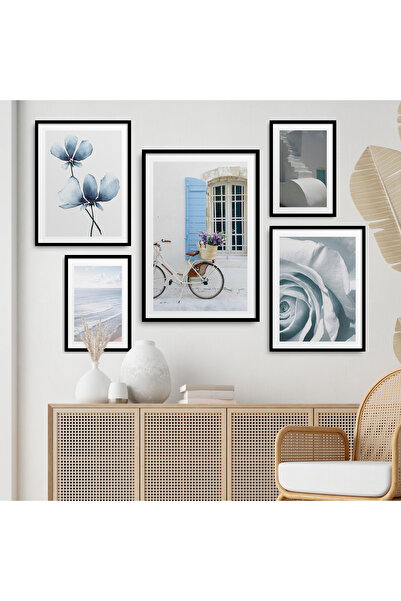 HOMEPACK 5 Parça Çerçeveli Yaz Mevsim Esintili Tablo Poster Seti Beşli-55