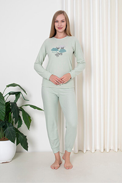 Wordex Fawn 4006 Інтерлок Зимовий Жіночий Піжамний Комплект З Хмарним Візерунком