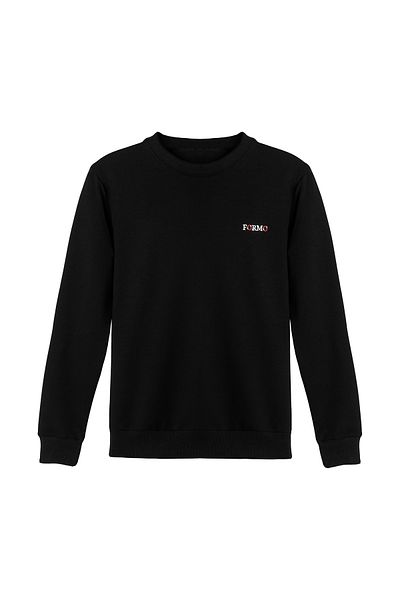 FORMO Pulover pentru bărbați, negru, cu gât roșu, brodat