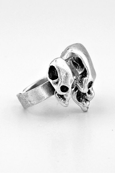 Solfera Triple Skull Diablo Brass Adjustable Men's Ring Rg034