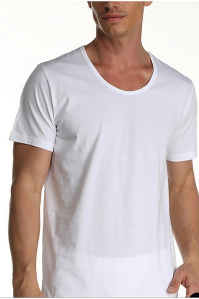 Çift Kaplan Men's Single Jersey Crew Neck White T-Shirt 953