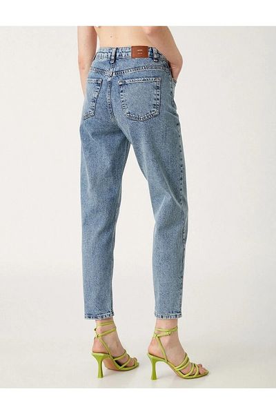 BROSERER Mami Snow Blue Mom Jeans Femei Boyfriend Blugi Lycra cu talie înaltă