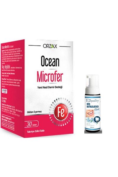 Ocean Orzax Ocean Microfer - 30 Tablets Food Supplement and Teeth Whitening Foam