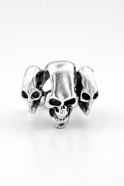 Solfera Triple Skull Diablo Brass Adjustable Men's Ring Rg034