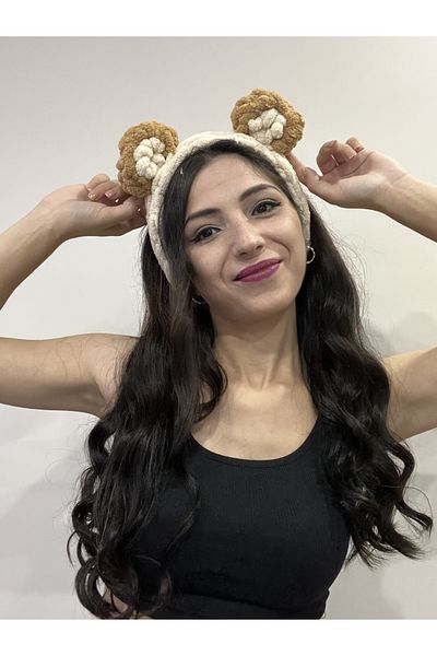 AidaAstrid Puffy Knitted Winter Beanie Bandana with Cat and Bear Ears