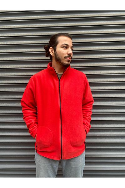 nacar çarşı UNISEX Polar Cold-Resistant Standard-fit Pocket-Free Men's Fleece Cardigan