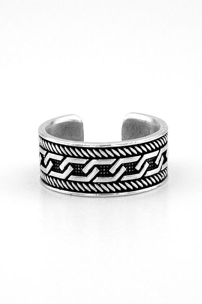 Solfera Chain Rope Pattern Brass Adjustable Men's Ring RG052