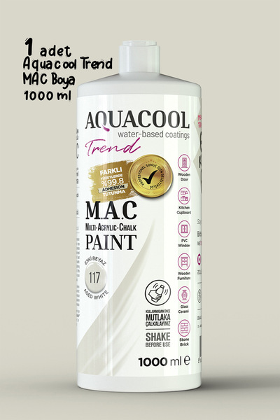 Aquacool Trend Akrilik Hobi Boyama Seti 1000 ml, 2 Adet Katalizör, Kadife Rulo 10 Cm, Boyacı Tavası, İpek Fırça