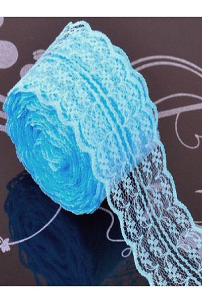 Kazanabil Guipure LACE RIBBON RIBBON DECORATION MATERIAL BLUE 4CMX20MT