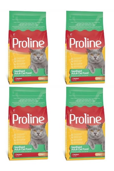 Proline Kısırlaştırılmış Tavuklu Yetişkin Kedi Maması 1200 gr X 4 Paket (Yeni Ambalaj)
