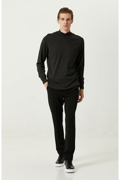 Network Anthracite Half Fisherman Sweater