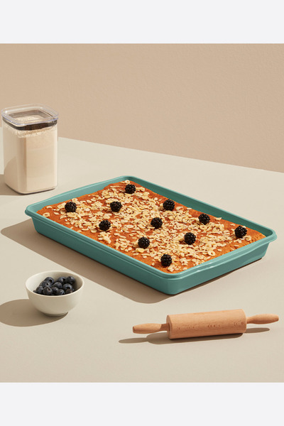 Flosoft Dikdörtgen Kek Pasta Börek Saklama Kabı, Kilitli Borcam Taşıma Kabı Büyük Boy 45cm