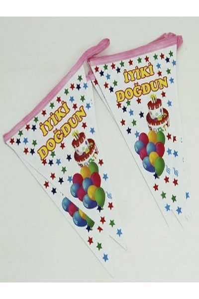 Kazanabil HAPPY BIRTHDAY WRITTEN TRIANGLE PENNY FLAG PARTY DECORATION PINK