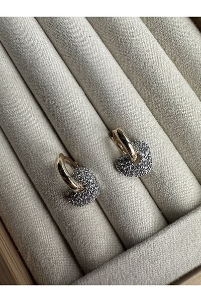 ringbox Double Color Zircon Stone Heart Women's Earrings