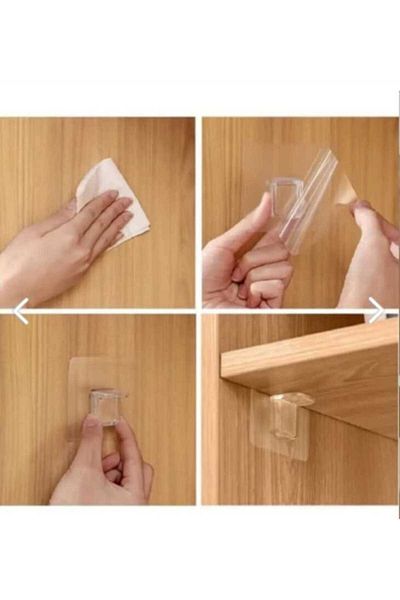 NİVENE 4 Pieces Adhesive PLASTIC SHELF APPARATUS 4 Pieces Plastic