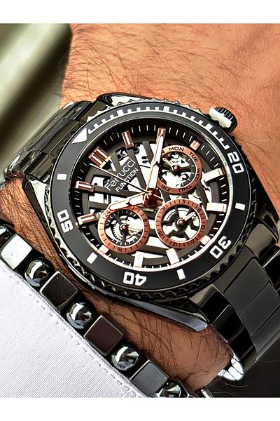 Ferrucci Black Color Functions Active Sports Men's Wristwatch + BRACELET WITH GIFT