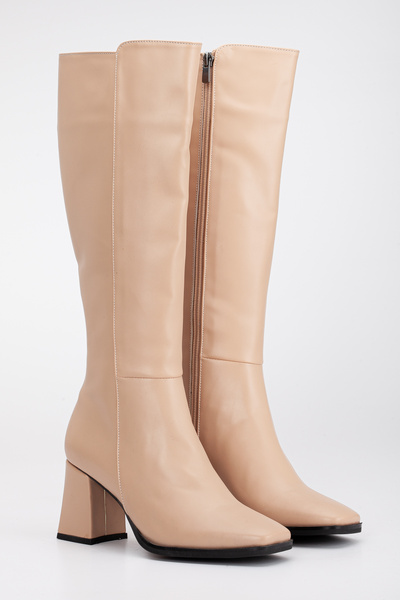 LİLLA حذاء نسائي بكعب مربع عند أصابع القدم تحت الركبة