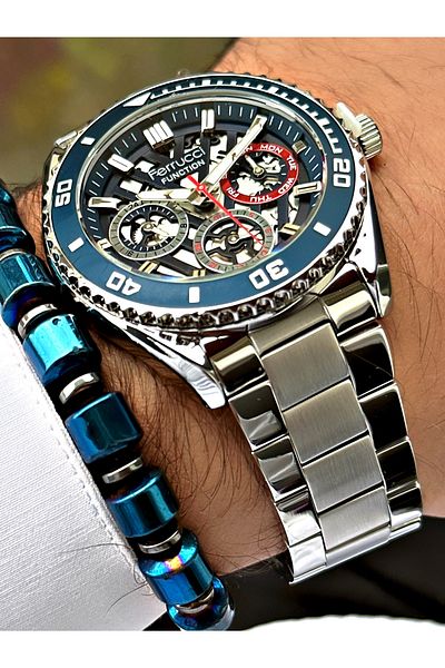 Ferrucci Silver Color Functions Active Sports Men's Wrist Watch + BRACELET GIFT