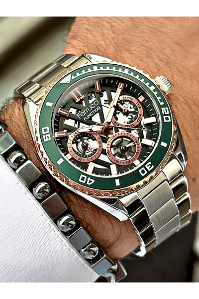 Ferrucci Silver Color Functions Active Sports Men's Wrist Watch + BRACELET GIFT